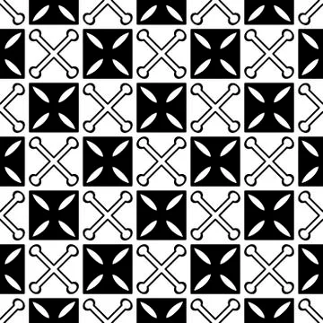 Vector seamless background with squares and crossed abstract elements. Ethnic イラスト素材