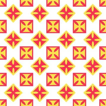 Vector seamless background with squares and crossed abstract elements. Ethnic 库存插图