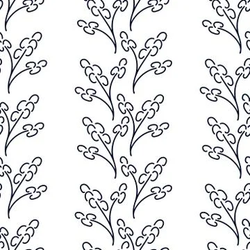 Vector seamless background. Stylized branches of Muscari flowers. classic des Stock Illustration