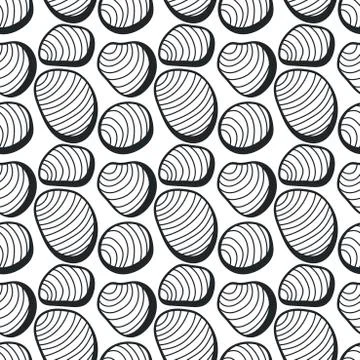 Vector Seamless background with Stylized stones, abstract shapes. Hand drawn  Stock Illustration