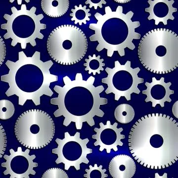 Vector seamless background in tech style with golden gears Stock Illustration