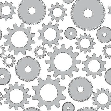 Vector seamless background in tech style with gray gears Stock Illustration