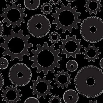 Vector seamless background in tech style with gray gears Illustrazione stock
