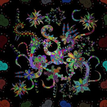 Vector. Seamless background. Vintage retro style. Cute floral pattern with buds 库存插图