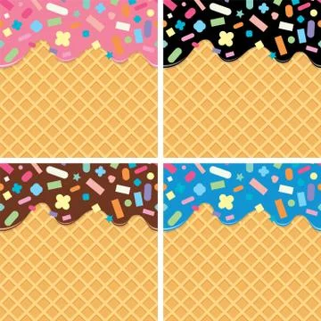 Vector seamless background of wafer and cream with sprinkles Stock Illustration