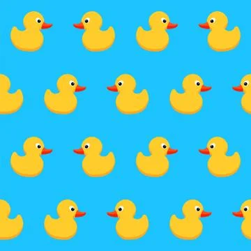 Vector seamless background with yellow rubber duck toy Stock Illustration