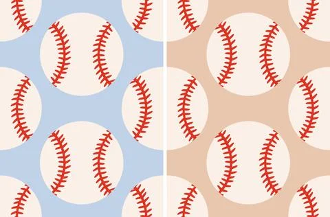 Vector seamless baseball pattern in retro style. Vector set of seamless pat.. イラスト素材