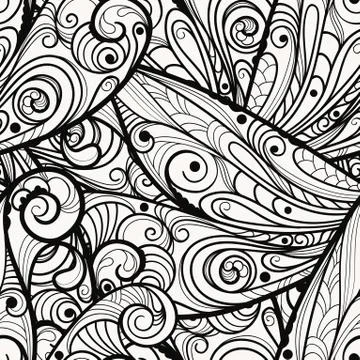 Vector seamless beautiful  monochrome pattern Stock Illustration
