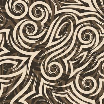 Vector seamless beige pattern painted with paint on a brown background for decor Stock Illustration