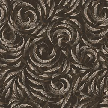 Vector seamless beige texture on a brown background. Smooth arch and curls in Illustrazione stock