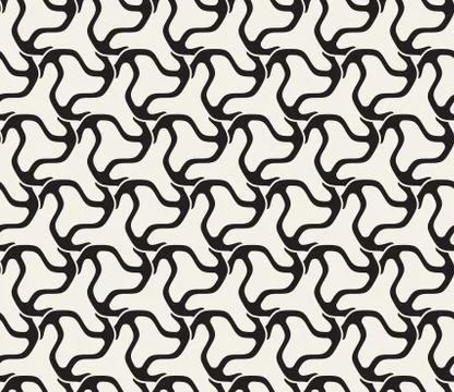 Vector Seamless Black and White Swirl Triangle Line Pattern Illustrazione stock