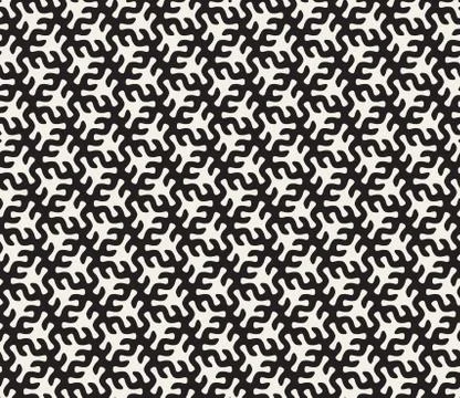 Vector Seamless Black and White Rounded Organic Shape Tessellation Pattern Stock Illustration