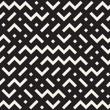 Vector Seamless Black And White Jumble ZigZag Lines Pattern Stock Illustration