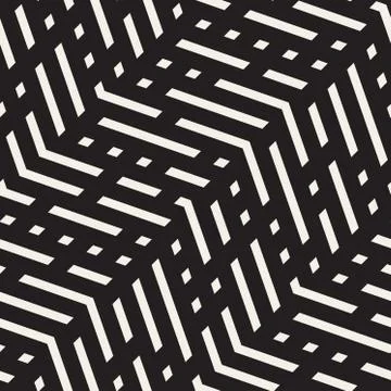 Vector Seamless Black And White Jumble ZigZag Lines Pattern Stock Illustration