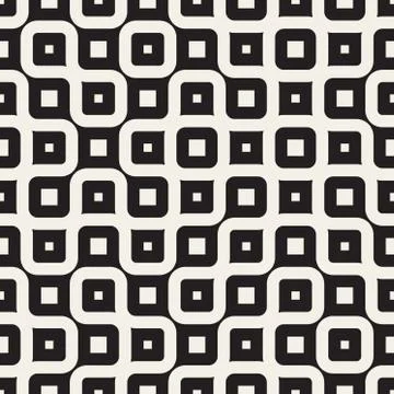 Vector Seamless Black And White Irregular Wavy Lines Geometric Pattern Stock Illustration