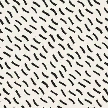 Vector Seamless Black And White Hand Painted Diagonal Lines Pattern Stock Illustration