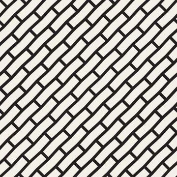 Vector Seamless Black And White Brick Pavement Diagonal Lines Pattern Stock Illustration