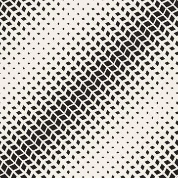 Vector Seamless Black And White Diagonal Rectangle Halftone Geometric Pattern Stock Illustration