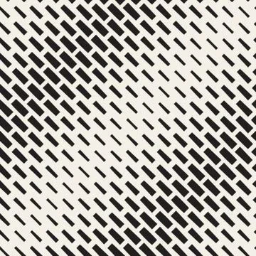 Vector Seamless Black And White Diagonal Rectangle Halftone Geometric Pattern Stock Illustration
