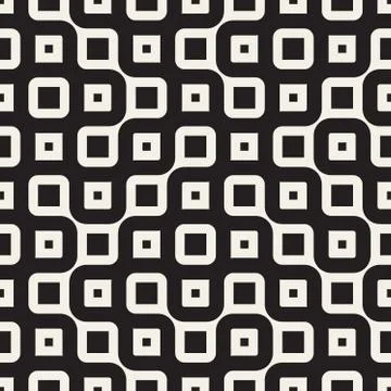 Vector Seamless Black And White Round Irregular Geometric Pattern Ilustración de archivo