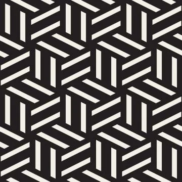 Vector Seamless Black And White Rectangle Lines Geometric Pattern 스톡 일러스트