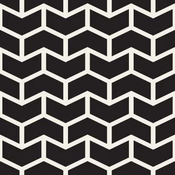 Vector Seamless Black And White Chevron ZigZag Lines Geometric Pattern 스톡 일러스트