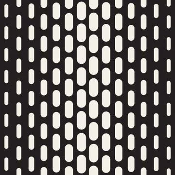 Vector Seamless Black And White Vertical Rounded Rectangle Geometric Pattern Illustrazione stock