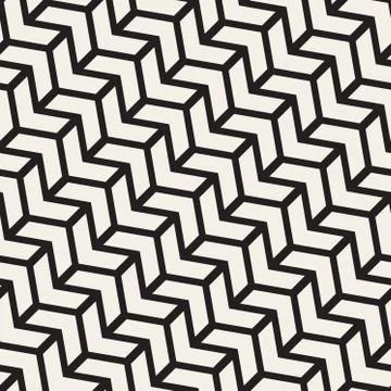 Vector Seamless Black And White Chevron Line Geometric Pattern Stock Illustration