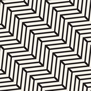 Vector Seamless Black And White Chevron Line Geometric Pattern Stock Illustration