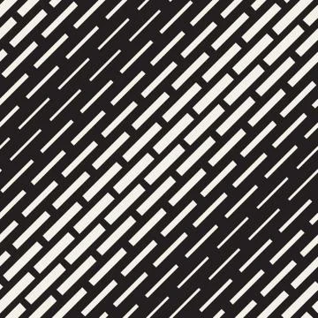 Vector Seamless Black And White Diagonal Halftone Rectangles Pattern Stock Illustration