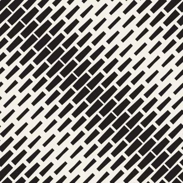 Vector Seamless Black And White Diagonal Halftone Rectangles Pattern Stock Illustration