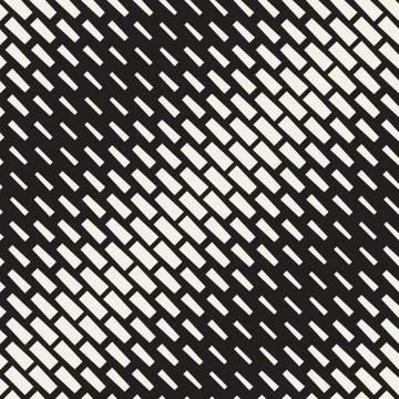 Vector Seamless Black And White Diagonal Halftone Rectangle Pattern Stock Illustration