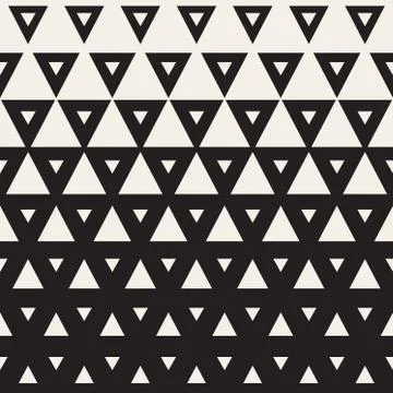 Vector Seamless Black and White Triangle Halftone Geometric Pattern Stock Illustration