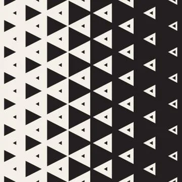 Vector Seamless Black and White Vertical Triangle Halftone Pattern Illustrazione stock