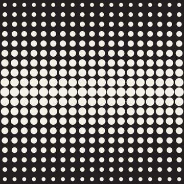 Vector Seamless Black and White Circle Gradient Halftone Pattern Stock Illustration