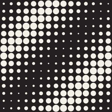 Vector Seamless Black and White Circles Diagonal Gradient Halftone Pattern Stockillustratie