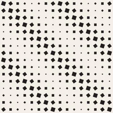 Vector Seamless Black and White Rotating Squares Geometric Halftone Pattern Stock Illustration