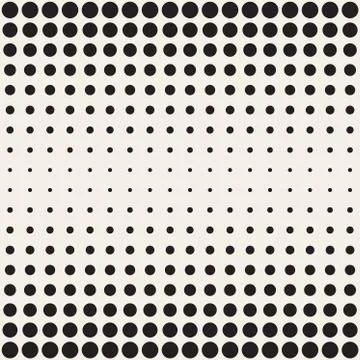 Vector Seamless Black and White Circles Horizontal Gradient Halftone Pattern Illustrazione stock