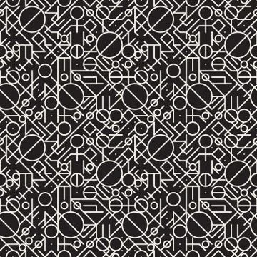 Vector Seamless Black and White Geometric Lines Irregular Pattern 스톡 일러스트