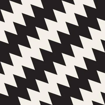 Vector Seamless Black and White ZigZag Diagonal Lines Geometric Pattern Stock Illustration