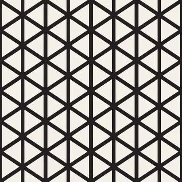 Vector Seamless Black And White Triangle Lines Grid Pattern 스톡 일러스트