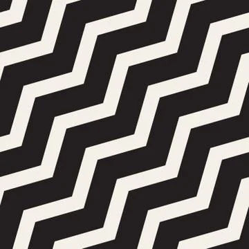 Vector Seamless Black and White ZigZag Diagonal Lines Geometric Pattern 스톡 일러스트