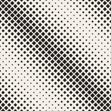 Vector Seamless Black And White Diagonal Halftone Square Pattern Stock Illustration
