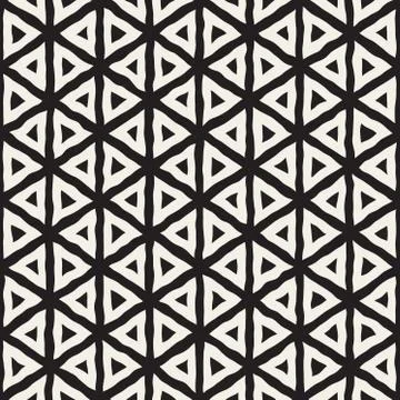 Vector Seamless Black And White Hand Drawn Triangle Lines Pattern 스톡 일러스트