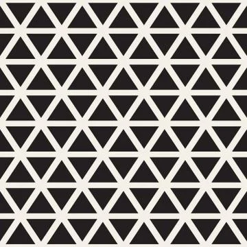 Vector Seamless Black And White Triangle Lines Grid Pattern Stock Illustration