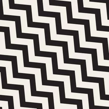 Vector Seamless Black And White ZigZag Diagonal Lines Geometric Pattern 스톡 일러스트