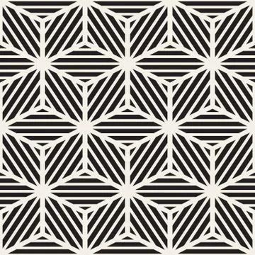Vector Seamless Black And White Cube Lines Grid Pattern Illustrazione stock