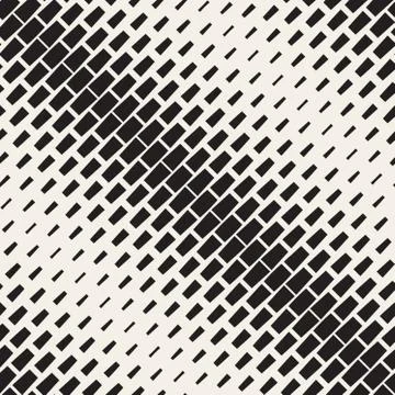 Vector Seamless Black And White Diagonal Halftone Rectangles Pattern Stock Illustration