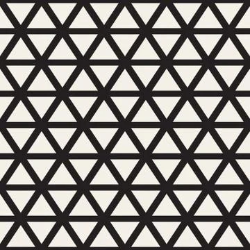 Vector Seamless Black And White Triangle Lines Grid Pattern Stock Illustration