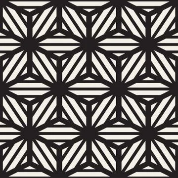 Vector Seamless Black And White Cube Lines Grid Pattern Illustrazione stock